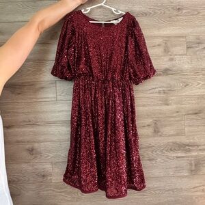 H&M Sparkly Red Sequence Dress, Girls Size 8